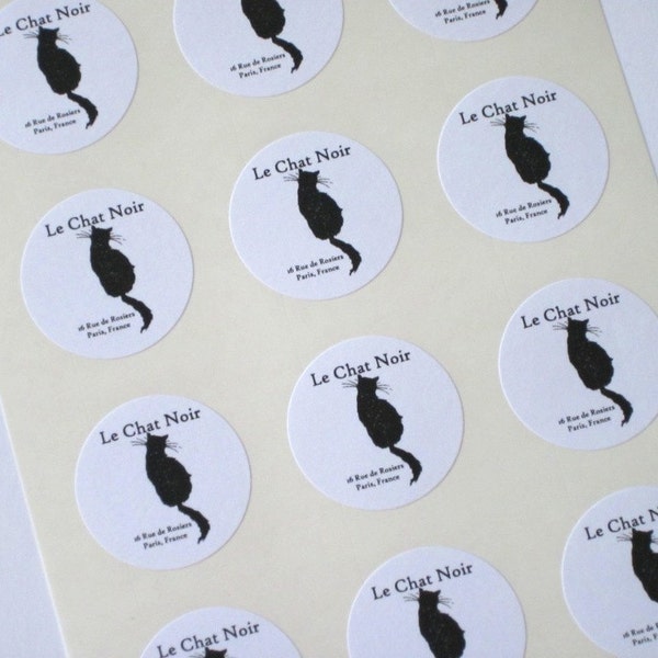 Le Chat Noir The Black Cat Stickers One Inch Round Seals