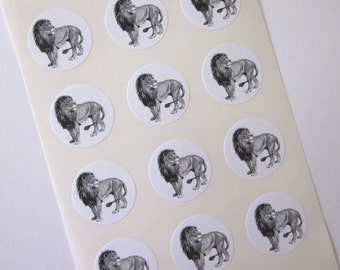 Lion Stickers One Inch Round Seals