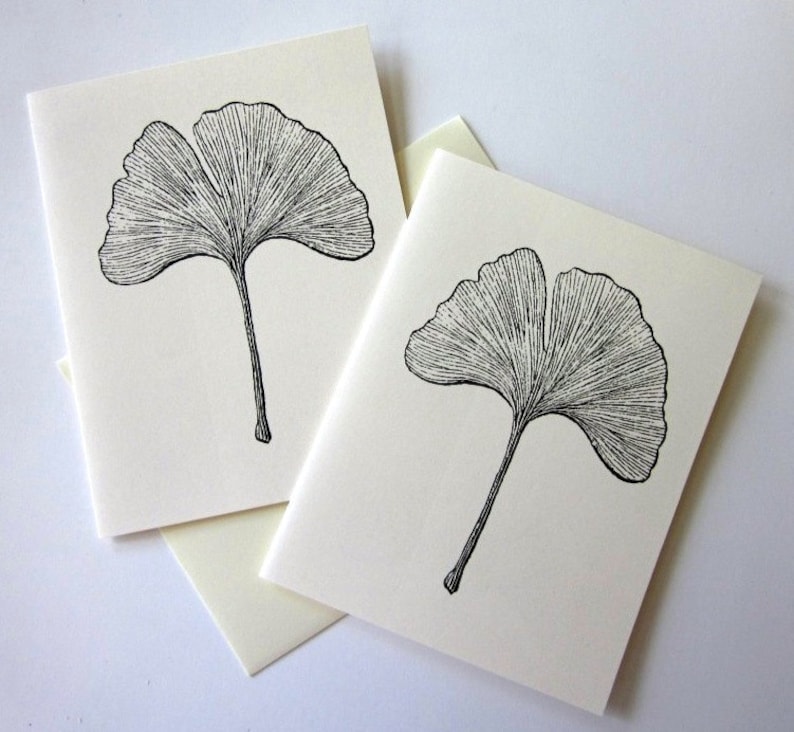 Ginkgo Leaf Note Cards Stationery Set of 10 Cards with Matching Envelopes image 3