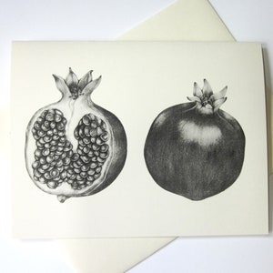 Cartões de notas de frutas de romã Conjunto de papelaria com 10 cartões em branco ou marfim claro com envelopes correspondentes