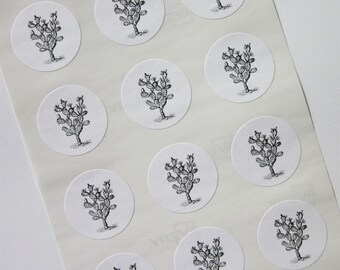 Cactus Stickers One Inch Round Seals