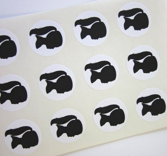 Girl Silouhette Stickers One Inch Round Seals
