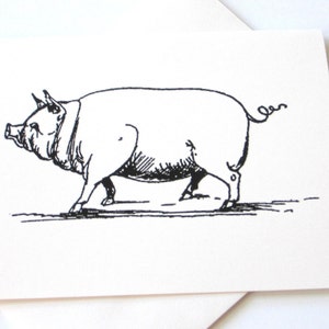 Schwein Notizkarten Briefpapier 10er Set Karten in weiß oder hell ivory mit passenden Umschlägen
