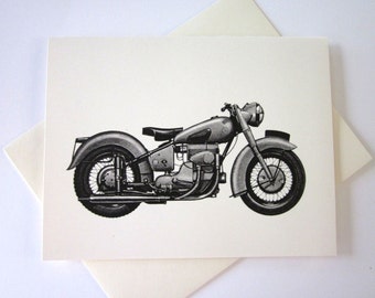 Motorcycle Note Cards Stationery Set of 10 Cards in White or Light Ivory with Matching Envelopes