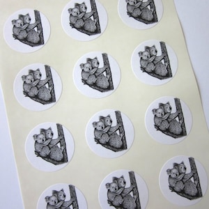 Koala Bear Stickers One Inch Round Seals