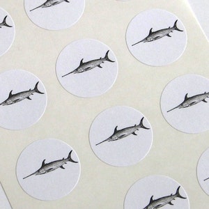 Swordfish Stickers One Inch Round Seals