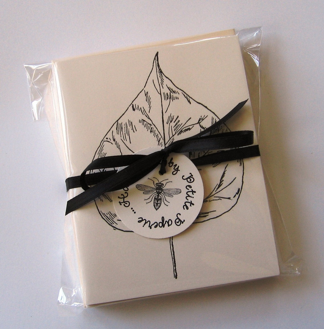 Leaf Note Cards Stationery Set of 10 Cards in White or Light Ivory With ...