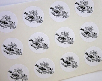 Goldfinch Bird Stickers One Inch Round Seals