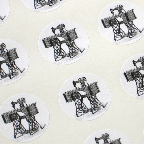 Sewing Machine Stickers One Inch Round Seals