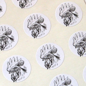 Rooster Stickers One Inch Round Seals