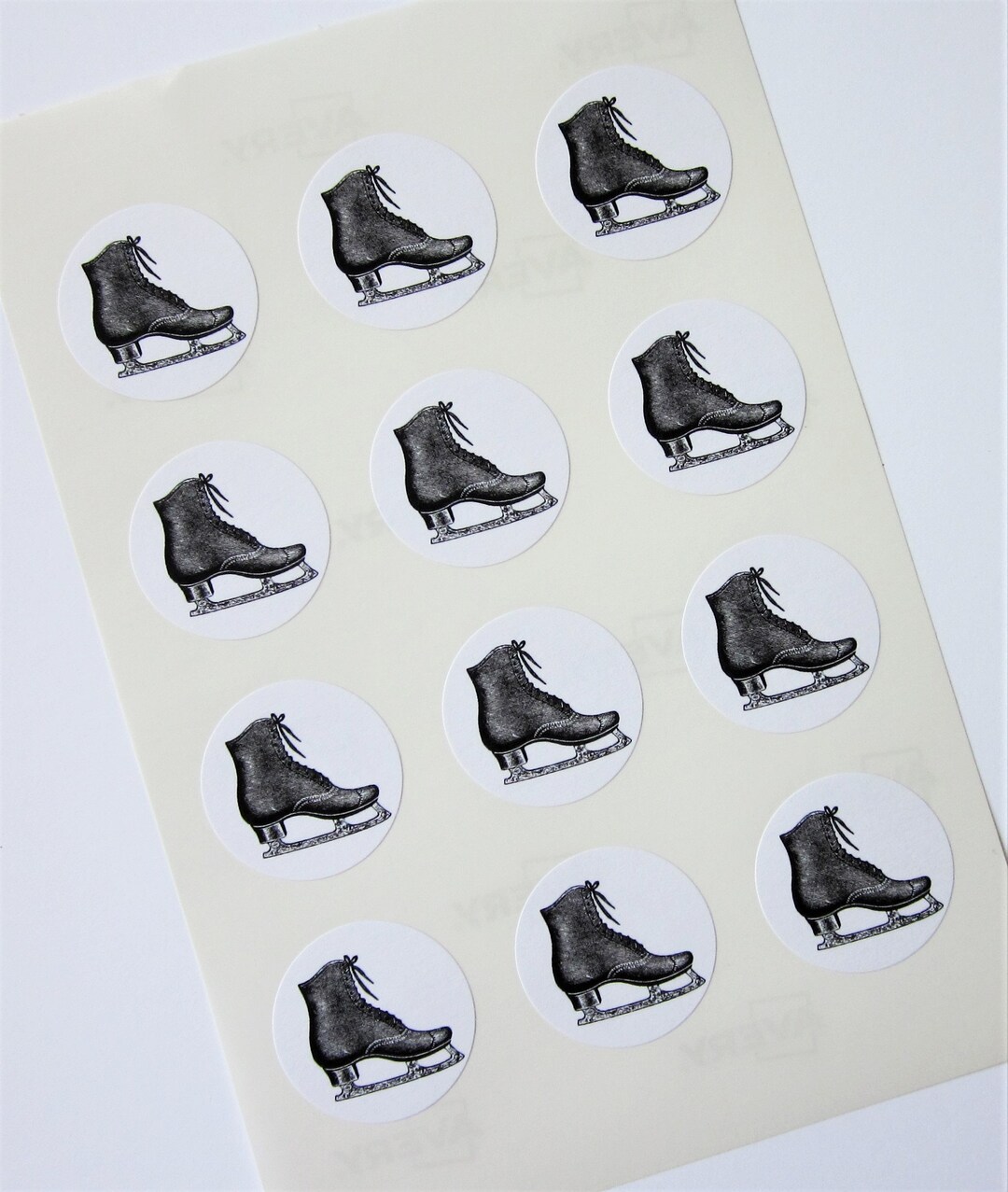 Ice Skate Stickers One Inch Round Seals Etsy