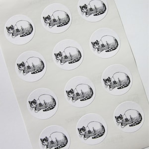 Cat Stickers One Inch Round Seals