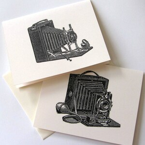 Vintage Camera Note Cards in White or Light Ivory with Matching Envelopes