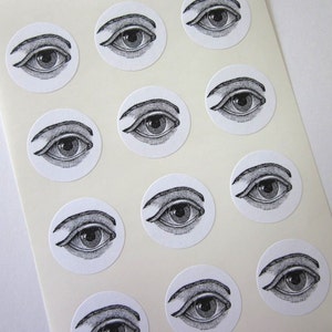 Eye Stickers One Inch Round Seals