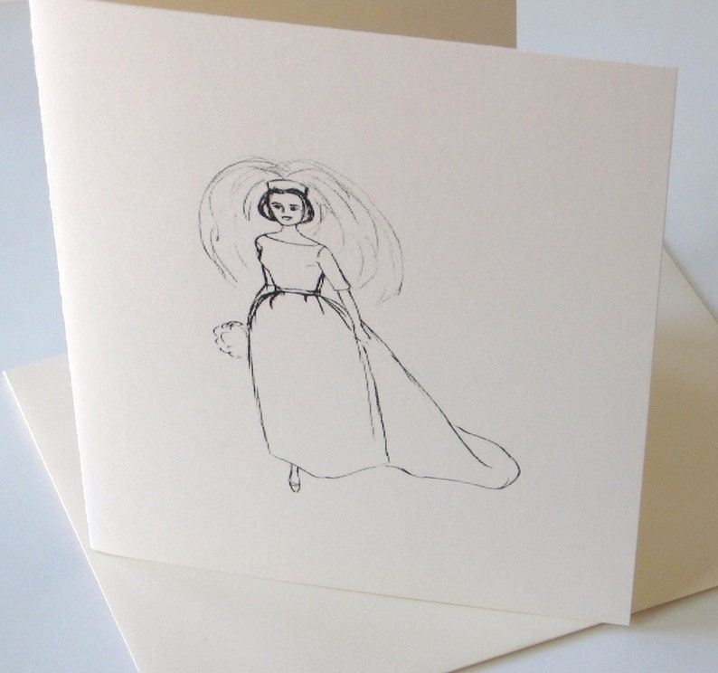 Bride Note Cards Stationery Set of 10 Cards in White or Light Ivory with Matching Envelopes image 4