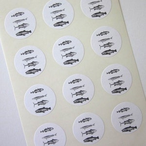 Fish Stickers One Inch Round Seals image 2