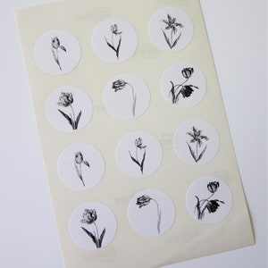 Tulpen Bloem Bloemen Stickers Een Inch Ronde Zeehonden