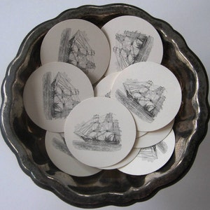 Sailing Ship Tags Round Gift Tags Set of 10