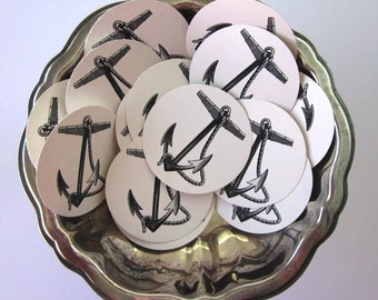 Anchor and Rope Tags Round Paper Gift Tags Set of 10