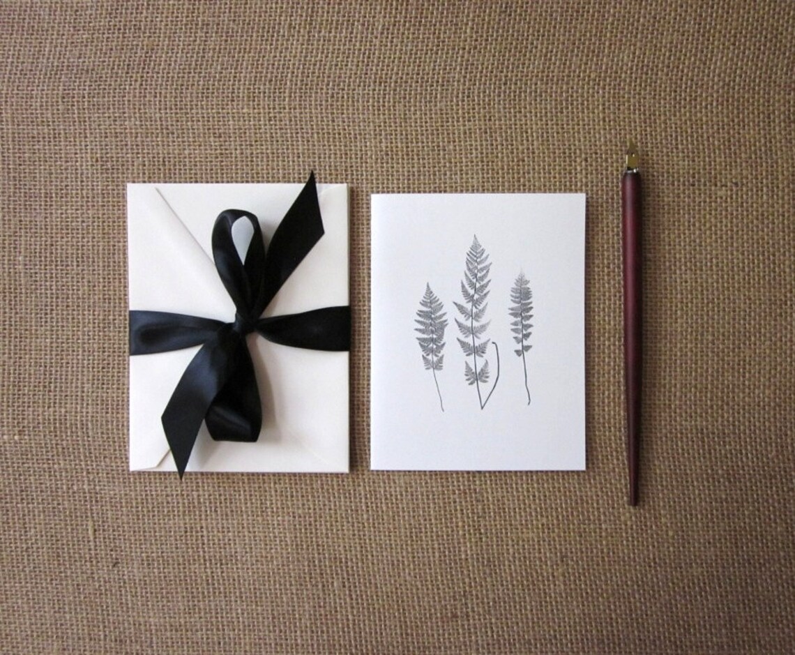 Fern Note Cards Stationery Set of 10 Cards in White or Light Ivory With ...