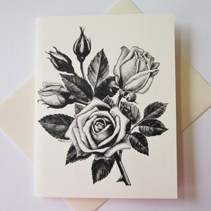 Tea Rose Flower Note Cards Set of 10 with Matching Envelopes