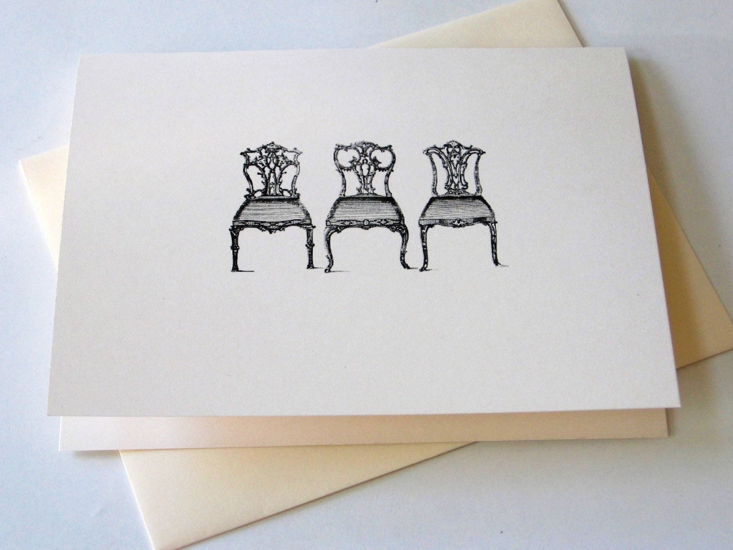 Vintage Chairs Note Cards Stationery Set of 10 Cards in White - Etsy