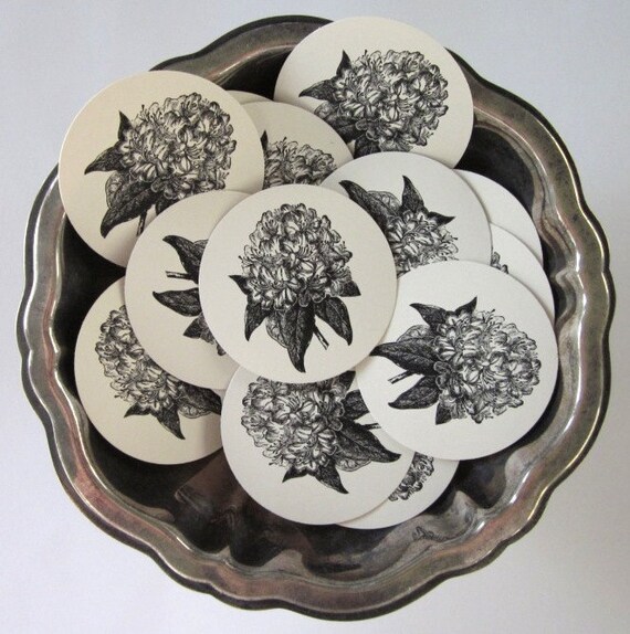 Rhododendron Flower Tags Round Paper Gift Tags Set of 10