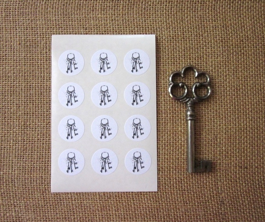 Vintage Key Stickers One Inch Round Seals - Etsy