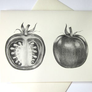 Tomato Note Cards Stationery Set of 10 Cards in White or Light Ivory with Matching Envelopes