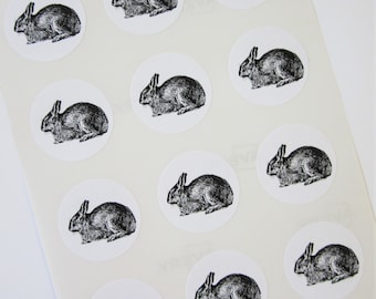 Rabbit Stickers One Inch Round Seals