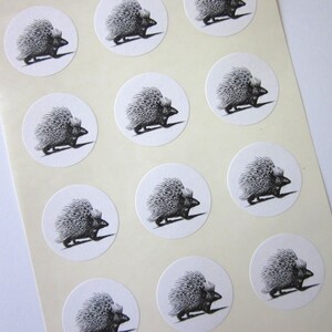 Porcupine Woodland Stickers One Inch Round Seals