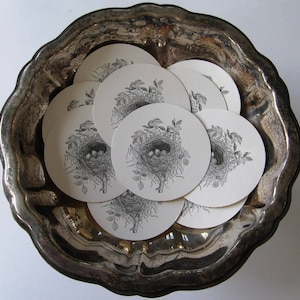 Bird Nest Tags Round Paper Gift Tags Set of 10