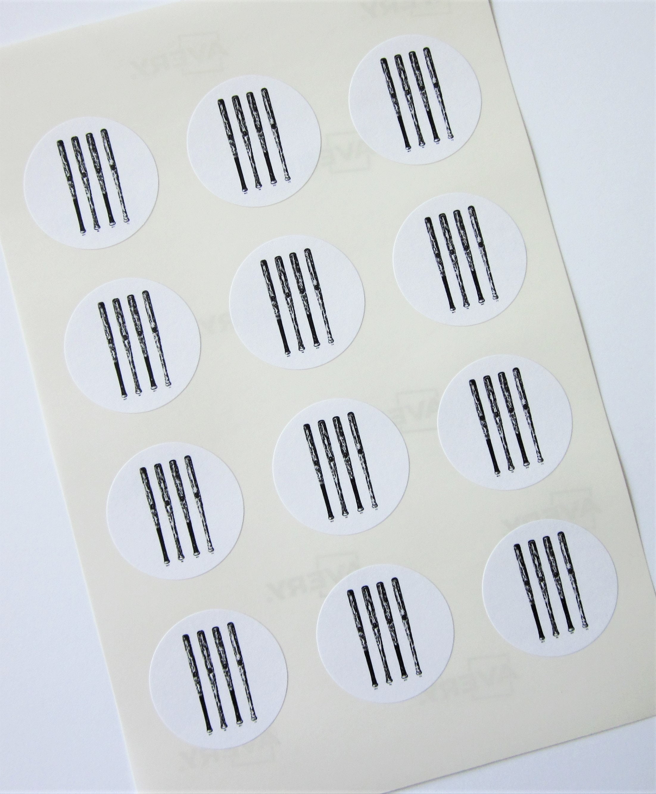 Baseball Bat Stickers One Inch Round Seals - Etsy