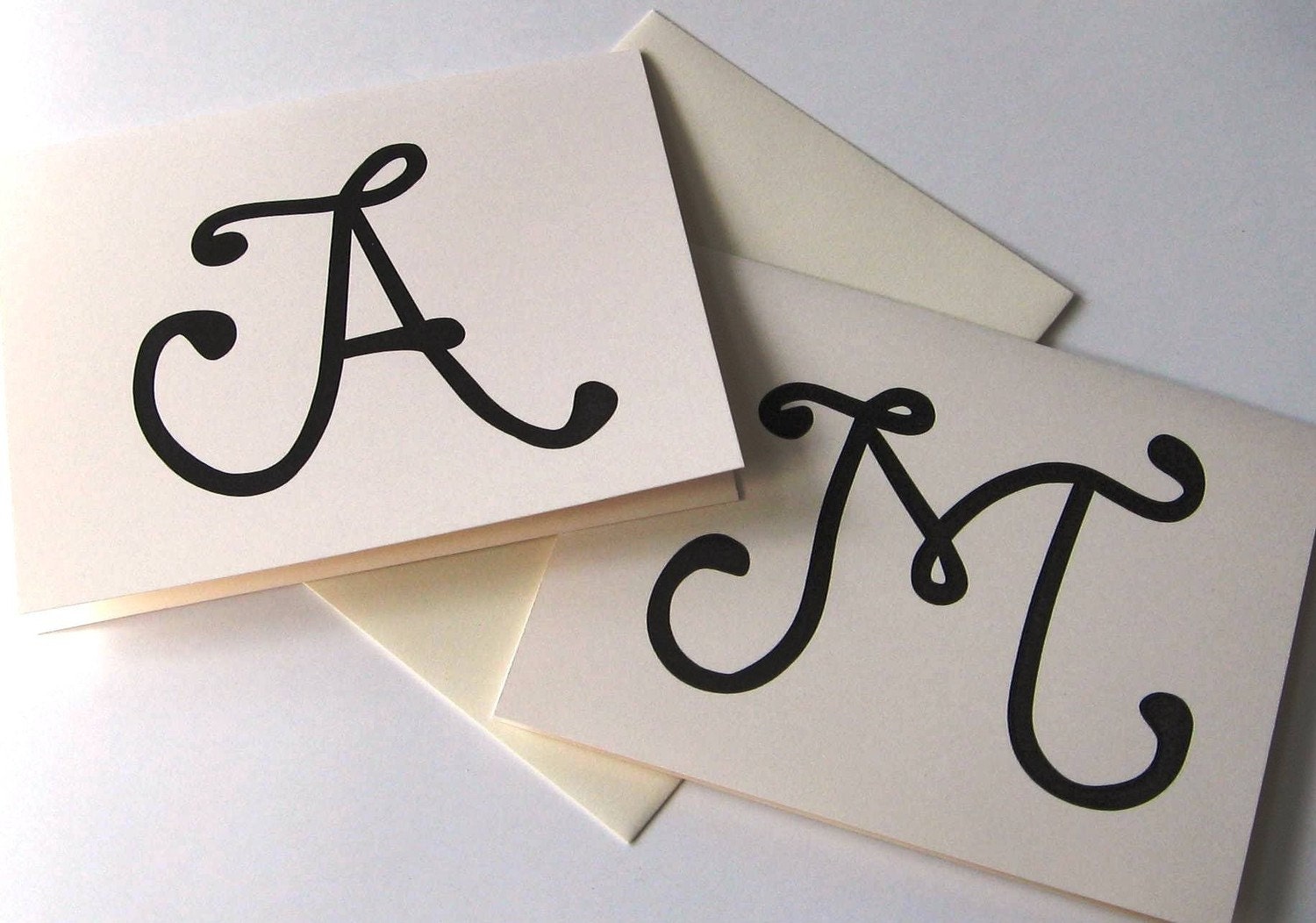 Monogram Initial Notecards Set of 10 With Matching Envelopes - Etsy