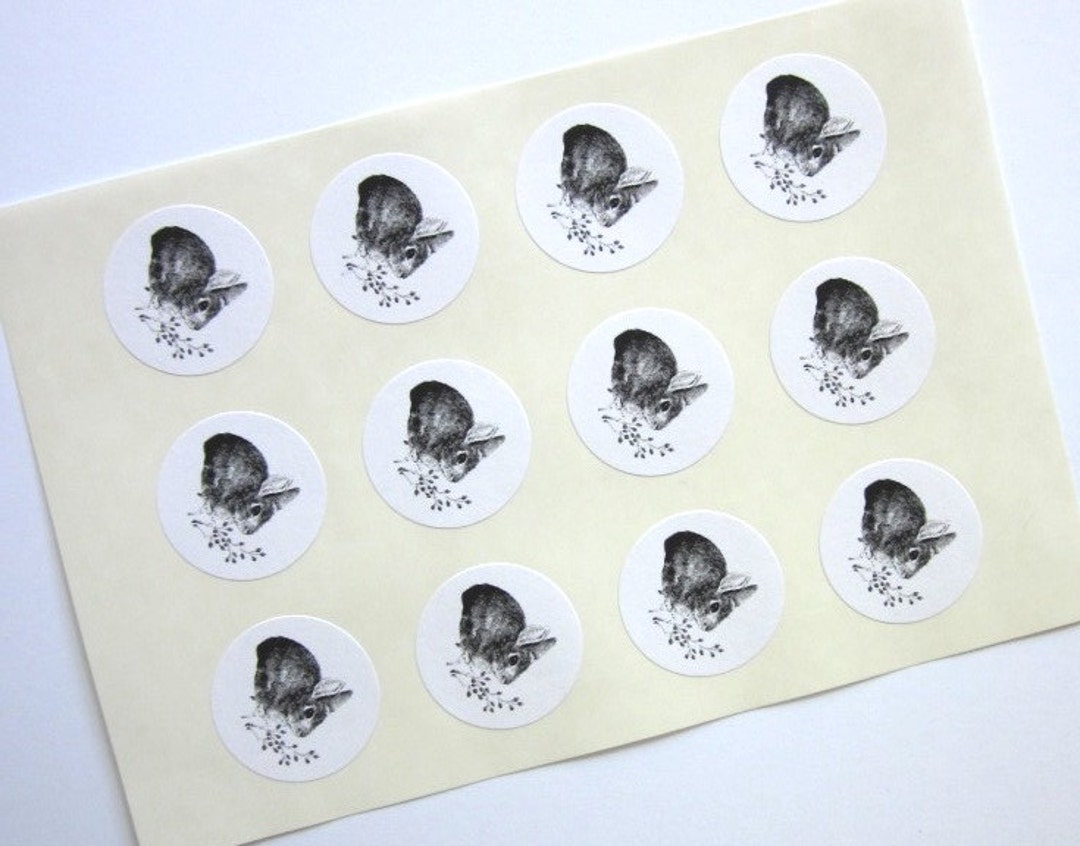 Little Rabbit Bunny Stickers One Inch Round Seals - Etsy