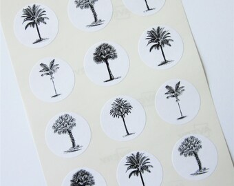 Palmen Sticker Ein Zoll Runde Siegel
