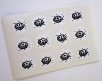 Ladybug Stickers One Inch Round Seals