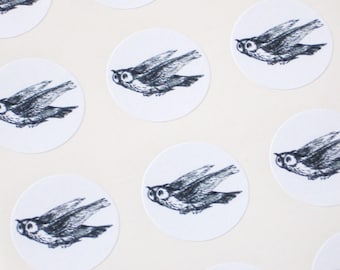 Owl Stickers One Inch Round Seals