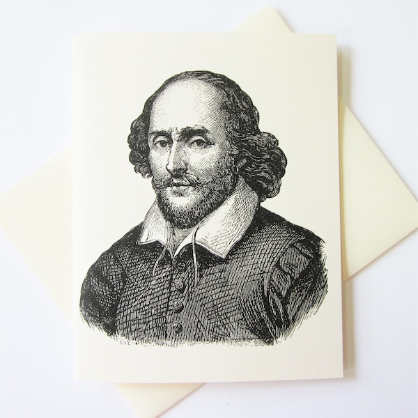 Shakespeare Note Cards Stationery Set of 10 Cards in White or Light Ivory with Matching Envelopes