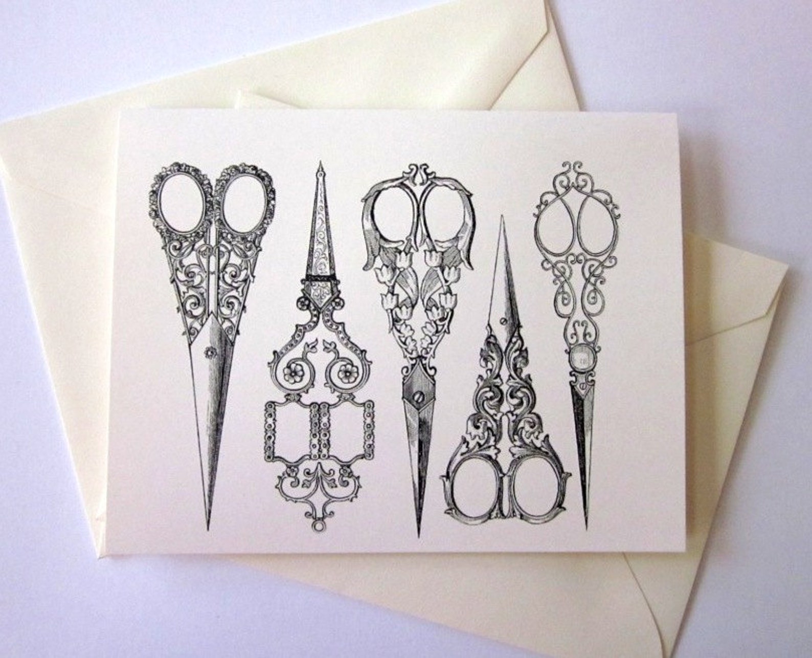 Vintage Scissors Note Cards Set of 10 With Matching Envelopes - Etsy