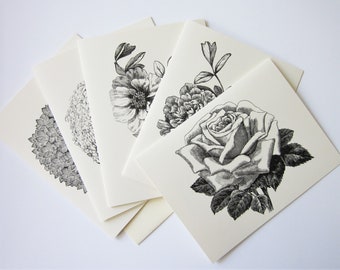 Set di biglietti floreali floreali da 10 con buste abbinate