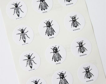 Scientific Bee Stickers One Inch Round Seals