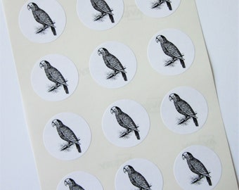 Parrot Stickers One Inch Round Seals