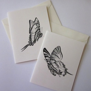 Butterfly Note Cards Stationery Set of 10 Cards in White or Light Ivory with Matching Envelopes