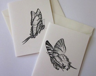 Butterfly Note Cards Stationery Ensemble de 10 cartes en ivoire blanc ou léger avec enveloppes assorties