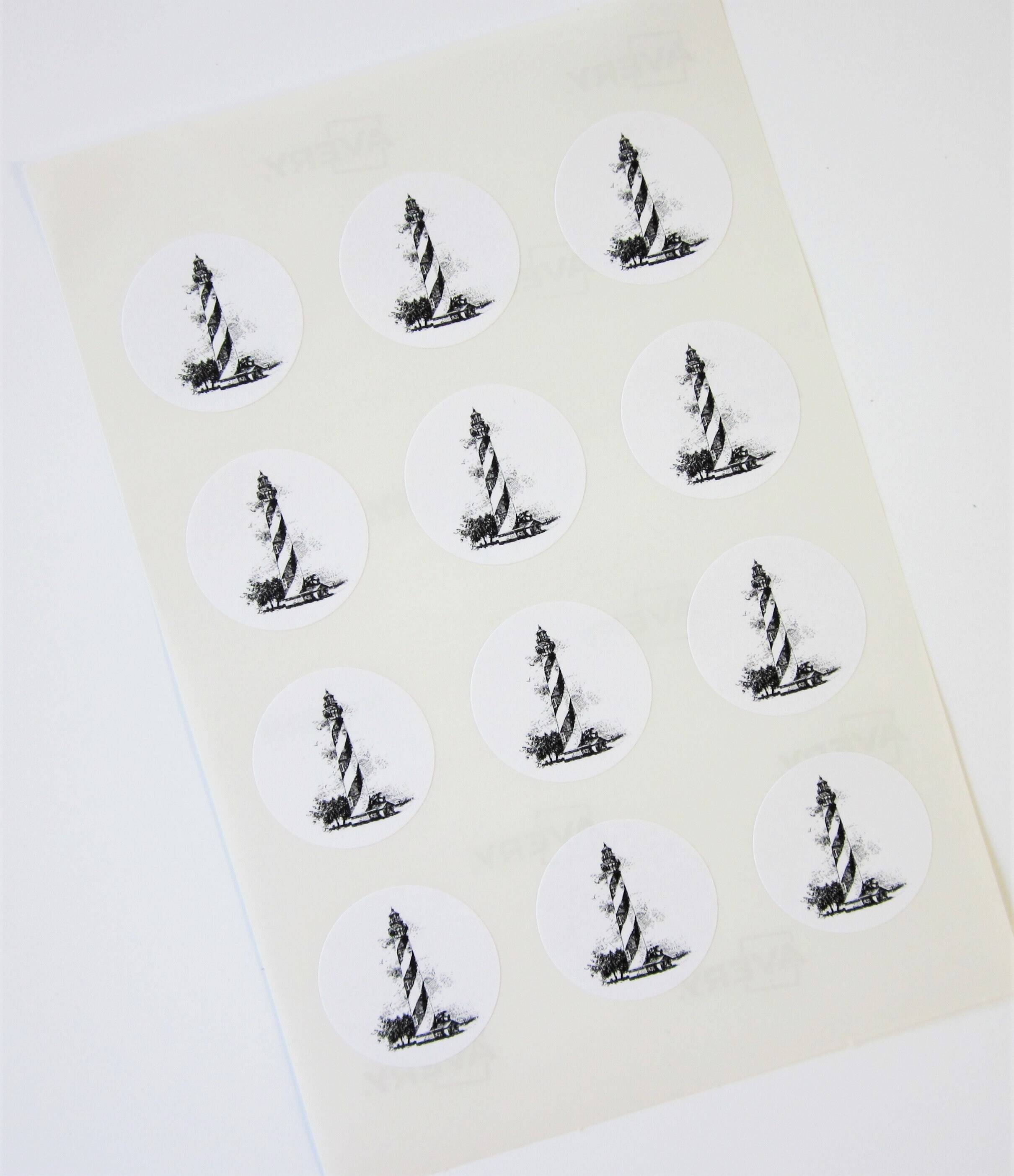 Round Lighthouse Sticker Lighthouse Stickers One Inch Round Seals | Etsy
