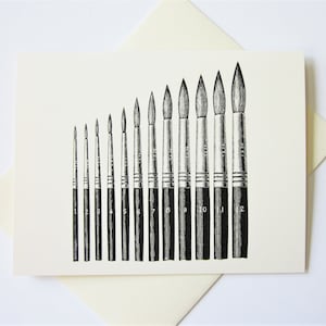 Paintbrush Note Cards Papelería Conjunto de 10 cartas en blanco o marfil claro con sobres a juego