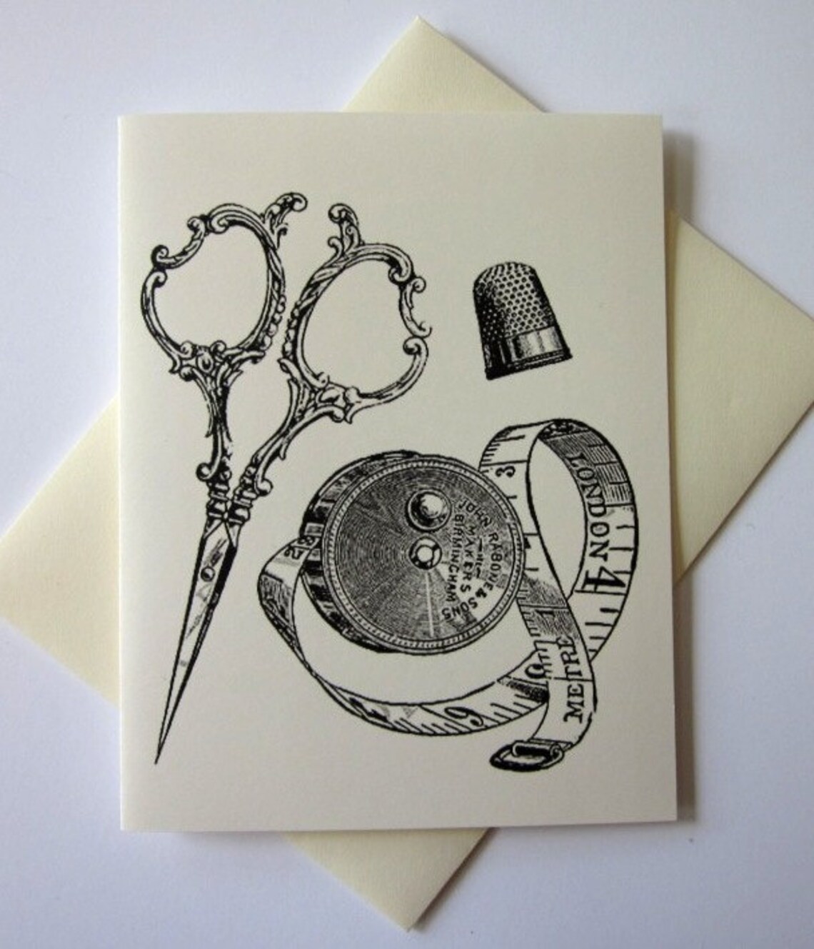 Vintage Sewing Notions Note Cards Stationery Set of 10 Cards in White ...