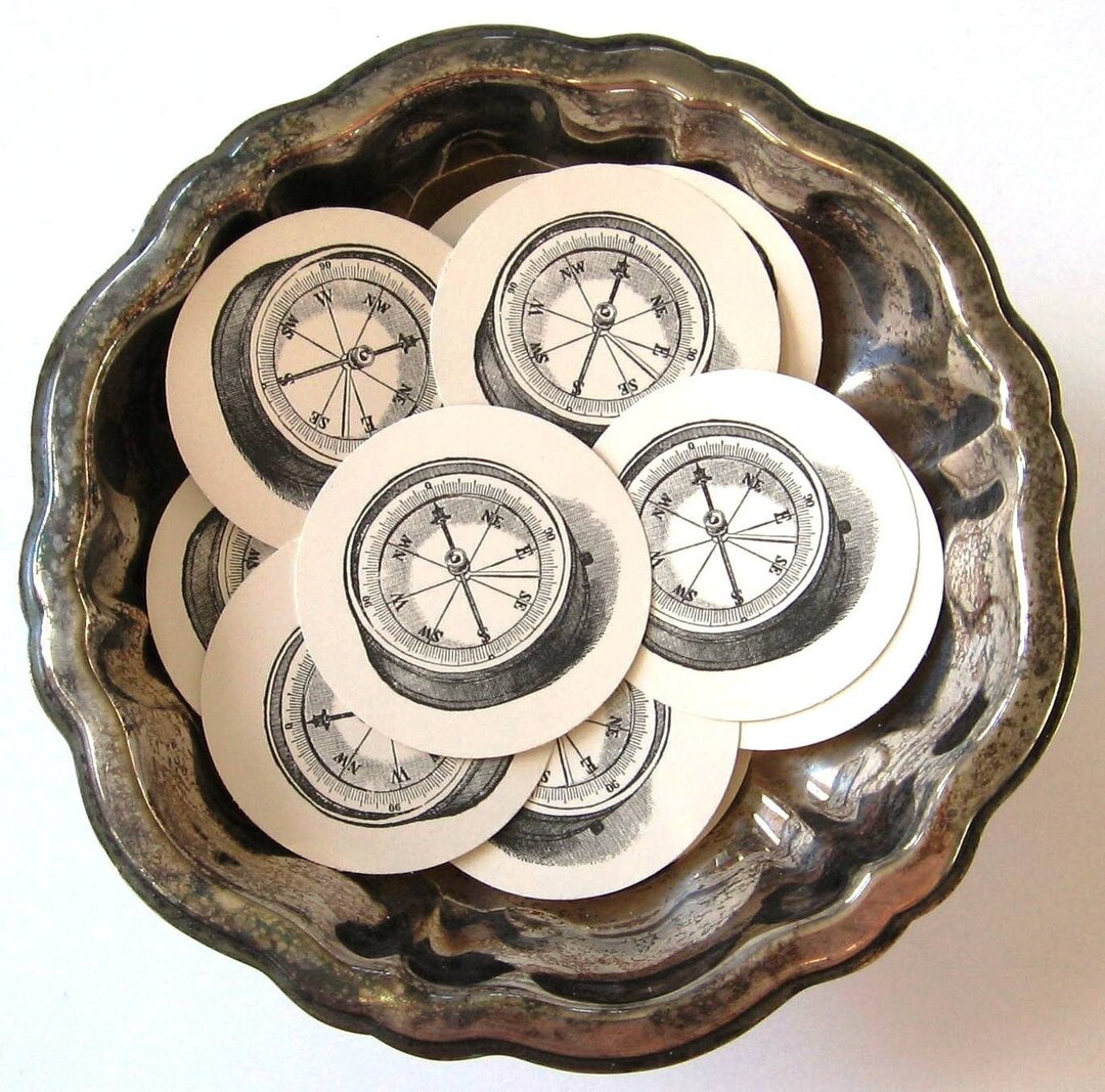 Compass Tags Set of 10 Round Paper Gift Tags - Etsy
