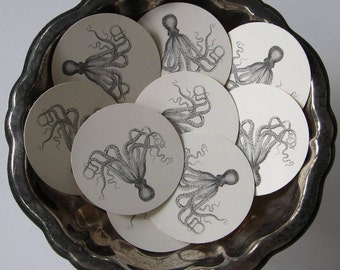 Octopus Tags Round Gift Tags Set of 10